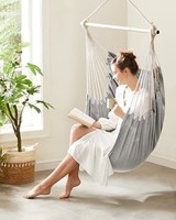 Chaise hamac Grande balançoire avec 2 coussins Chaise suspendue avec chaîne Capacité de charge 330 lb pour intérieur extérieur