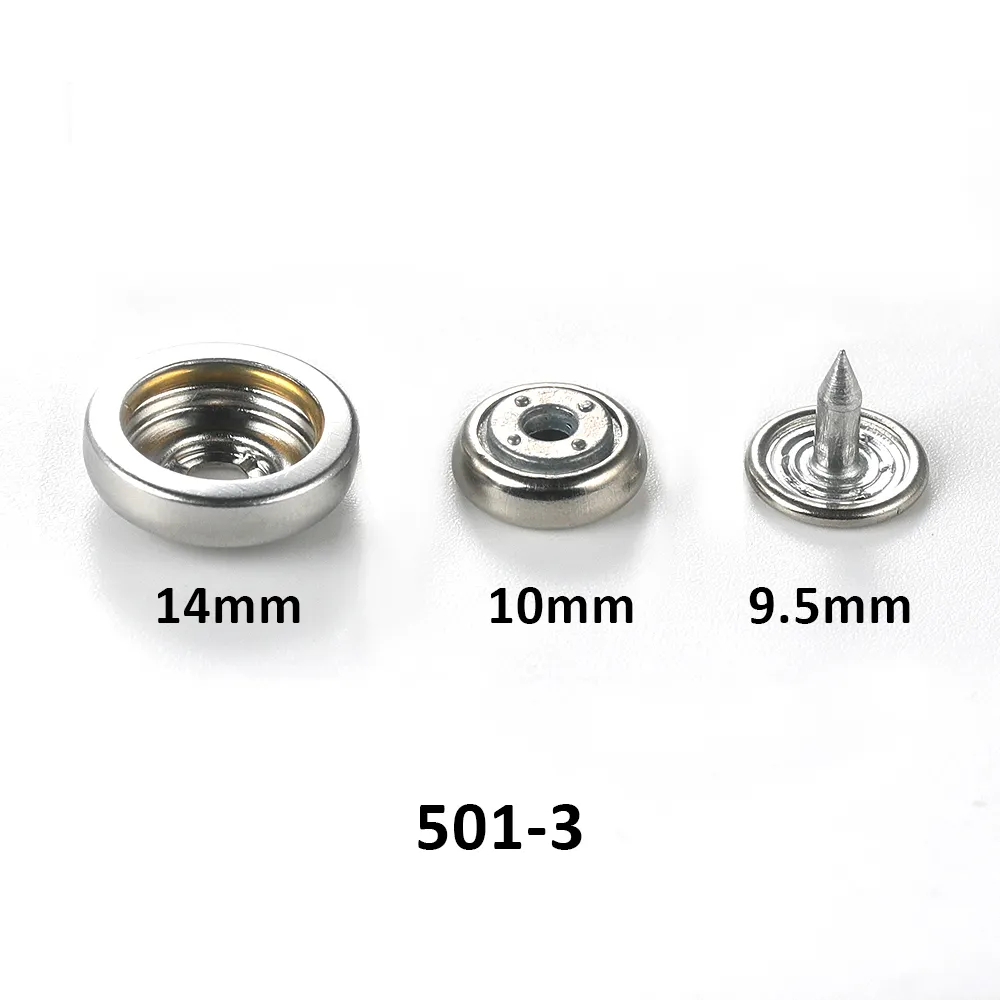 OEM Logo Round Flat Press Fasteners Metal Snap Buttons 4 Part Spring Brass Plating Cover Metal Snap Botões para roupas Flatback