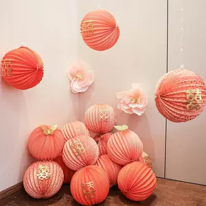 20cm Paper Accordion Pleated Ball Lantern Wedding Kid Birthday Decoration Baby Shower Paper Crafts Diy Hanging Tissue Lanterns