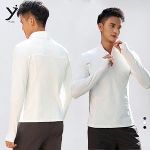 Custom Plus Size Men's Gym Shirts With Zipper Quick Dry Workout Compression Long Sleeve Tee Training Running <b>Sweat</b>-wicking <b>Tops</b> - Product Image 3