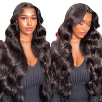 Perruque Lace Frontal HD en Cheveux Brésiliens Vierges Naturels Ondulés Profonds, Tailles 4x4 et 5x5, Sans Colle et Transparente, pour Femmes Noires