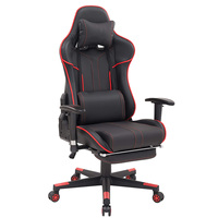 Chaise de bureau et de gaming en cuir PU avec logo personnalisé, rembourrage confortable, dossier réglable en hauteur, pivotante, roulettes mobiles, massage