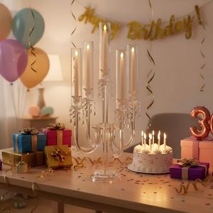 Décoration de table pour événements et fêtes au design moderne, centre de table de mariage, porte-bougie transparent portable - Product Image 5