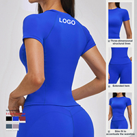 Setelan Baju Yoga Lengan Pendek Wanita dan Legging Flare, Pakaian Olahraga, Baju Fitness Stretch, Activewear, Pabrik OEM