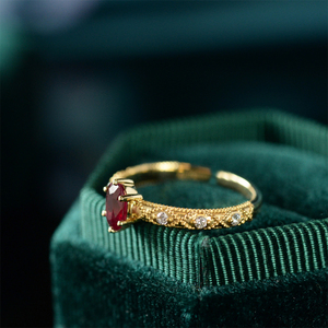 Anillo de Plata S925 con Baño de Oro Real de 18K, Diseño Exclusivo y Moderno con Rubí Redondo, Anillo de Compromiso o Boda para Mujer, Piedra de Nacimiento - Product Image 3