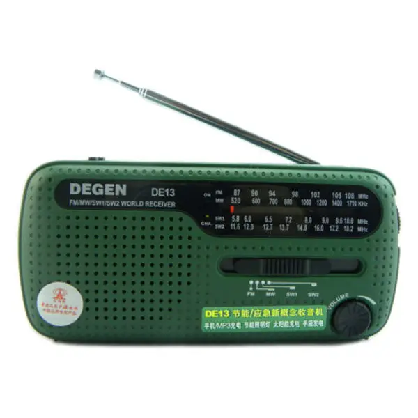 Wholesale DE13 FM MW SW Radio Receiver Hand Crank Emergency Phone Charger solar rechargeable Radio