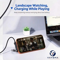 Kabel Pengisian Cepat USB-C 65W dengan Penyangga Ponsel Lipat, Kabel Charger PD 90 Derajat untuk Ponsel Laptop Tablet