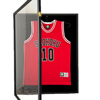Vitrine de présentation en bois de chêne faite à la main pour maillot de basket-ball imprimé en couleur, cadre type boîte à ombre, vente en gros, approvisionnement direct usine en vrac