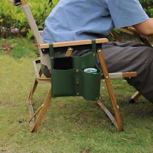 Hanging Storage Bag for Outdoor <b>Camping</b> Pu Leather Side Pocket Bedside Use Chair Storage - Product Image 4