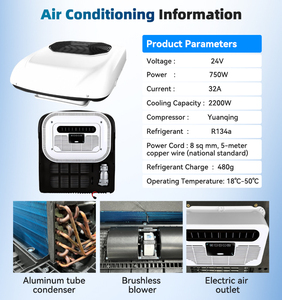 Aire Acondicionado de Techo para Camiones Ligeros 12V/24V 2200W R134a Rojo/Blanco EAC002.91 - Product Image 5