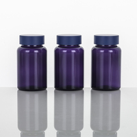 Sans BPA, qualité alimentaire 120cc PET violet vide bocal à bonbons pilule médecine capsules en plastique
