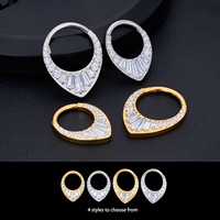 ASTM F136 Titanium bentuk hati CZ Opal Inlay Septum cincin hidung lingkar tulang rawan Tragus Helix segmen anting tindik tubuh perhiasan