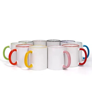 Borde de mango de color personalizable para manualidades, logotipo de impresión personalizado, <span class=keywords><strong>foto</strong></span> de <span class=keywords><strong>texto</strong></span>, taza de café de cerámica de 11 oz <span class=keywords><strong>con</strong></span> mango colorido <span class=keywords><strong>y</strong></span> llanta - Product Image 3
