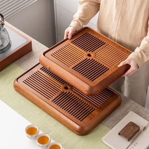 Plateau à thé naturel, table à thé en bois massif, petite table à thé intégrée luxueuse et haut de gamme pour la préparation du thé, réservoir d'eau domestique - Product Image 3