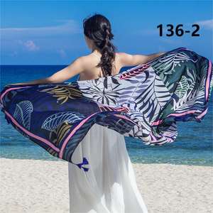 Châles d'été en viscose de grande taille 90*180cm 2024 Fabricants de longues écharpes de plage à la mode et durables avec blocage des couleurs - Product Image 1