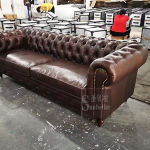 Divano in pelle chesterfield di lusso su misura 3 posti antichi in vera pelle in vera pelle arredo soggiorno divano letto - Product Image 5