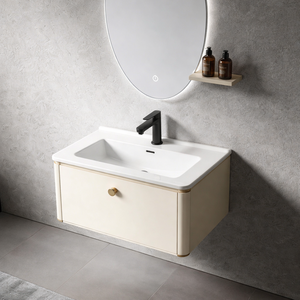 ตู้ห้องน้ำแบบลอยตัวสไตล์โมเดิร์น อ่างล้างหน้าเดี่ยว พร้อมกระจก LED แสงนุ่มนวล - Product Image 3