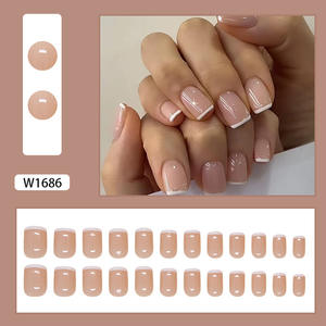 Ms.Miemie 24 pièces de faux ongles en ABS, forme carrée, couleur unie, style français, amovibles, pour <span class=keywords><strong>manucure</strong></span>, patchs d'ongles simples, à utiliser sur les doigts - Product Image 2