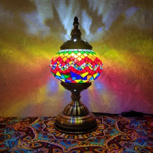 Tiffany masa lambası mozaik vitray mavi fas fener masa işıklar dekoratif el yapımı Tiffany aydınlatma - Product Image 2