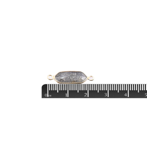 Pierre de soleil noire forme hexagonale 925 lunette en argent Sterling connecteur plaqué or fabrication de bijoux faits à la main - Product Image 2