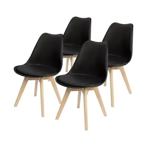 कारखाने हॉट-सेलिंग सस्ती कीमत घर फर्नीचर सफेद काले डाइनिंग रूम प्लास्टिक खाने की कुर्सियां लकड़ी के पैरों के साथ