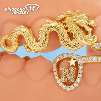 Grillz personnalisés en argent 925 plaqué or, motif Dragon Kuromi Couronne, ensemble partiel, avec moissanite, bijoux dentaires Hip Hop pour fête