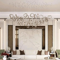 Lustre en verre moderne à anneaux irréguliers, luminaire de plafond créatif à anneaux ondulés flottants pour villa, hôtel, hall, salon