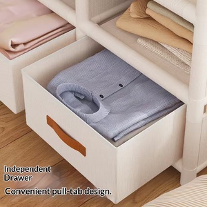 Armoire Portable en Tissu <span class=keywords><strong>avec</strong></span> Tiroirs, Organisateur de Rangement pour Chambre et Dortoir, Étagère Suspendue pour Vêtements, Gain de Place - Product Image 3