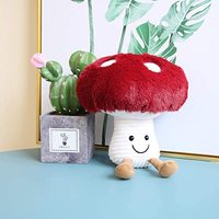 Boneka Senyum Lucu Mewah Jamur Merah 8 Inci Bantal Hewan Lembut Grosir Mainan Mewah Kustom