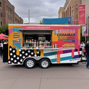 Mini camion de cuisine mobile carré pour la vente rapide de nourriture, équipé d'un chariot à hot-dogs pour la vente de glaces et de frites - Product Image 3
