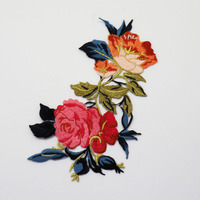 Accessoire de mode, patchs brodés à coudre ou à repasser, motif floral avec fil doré, haute qualité