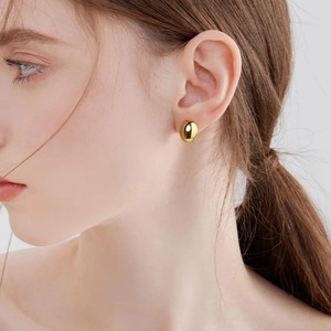 1 Paire de Boucles d'Oreilles Demi-Ovales Délicates en Acier Inoxydable pour Femmes et Filles, Plaqué Or et Argent, Clous d'Oreilles pour Fêtes et Usage Quotidien - Product Image 5
