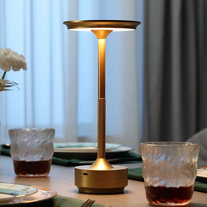 Lámpara led de mesa para decoración de sala de estar, barra táctil de metal de aluminio recargable, inalámbrica, para restaurante y hotel