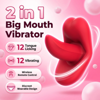 Vibrateur en silicone portable à double moteur, stimulateur clitoridien à léchage de langue, télécommande, étanche, rechargeable par USB, 12 modes de vibration