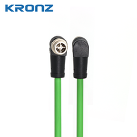 Connecteur Ethernet/IP KRONZ industriel M12 X-Code 8 broches mâle coudé blindé pré-assemblé, câble de chaîne porte-câbles en PVC vert jaunâtre