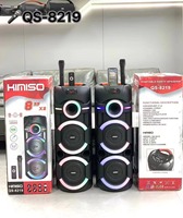 KIMISO KMS QS-A284 8 pulgadas * 2 al aire libre portátil Trolley de altavoz de Audio DJ sistema de altavoces de Subwoofer caja de sonido con luz LED