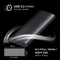 Enclosure SSD M.2 NVMe SATA Tanpa Alat USB C USB 3.2 Gen 2 10Gbps Adaptor Eksternal untuk SSD 2230 2242 2260 2280