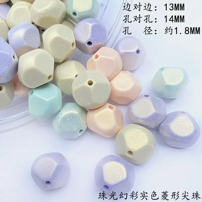 Acrylic pearl solid color magic diamond-shaped pointed bead Macaron dispersing bag DIY jewelry ed accessories