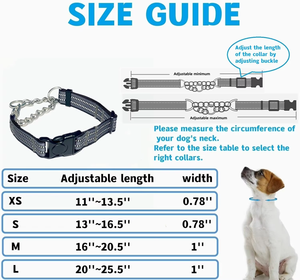 Collar de Adiestramiento para Perros NiBao Personalizado, de Nailon Resistente con Cadena <span class=keywords><strong>Martingale</strong></span> de Acero Inoxidable - Product Image 3