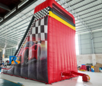 Château gonflable géant sur le thème de la course automobile, taille personnalisable, rouge, facile à installer, pour enfants et adultes, marque Reddy