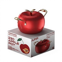 Marmite en fonte Konka avec couvercle double, intérieur antiadhésif, design moderne et minimaliste, grande capacité, compatible tous feux