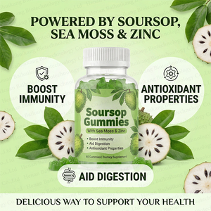 Caramelle Gommose 3-in-1 al Soursop <span class=keywords><strong>con</strong></span> Muschio Marino e <span class=keywords><strong>Zinco</strong></span>, Superfood Quotidiano per il Supporto Immunitario, Delizioso e Naturale Integratore di Graviola - Product Image 3