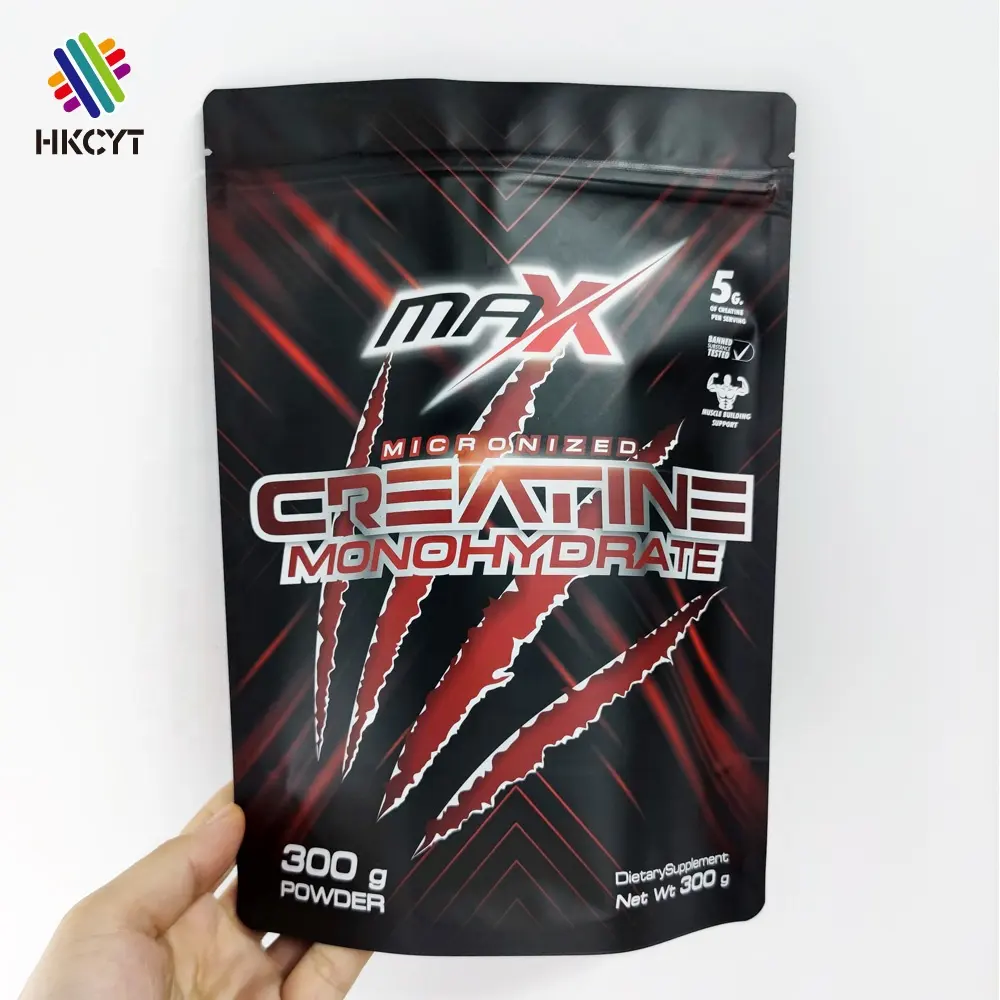 Digital Printing High Barrier Premium Pure Aluminum Foil Zipper Lock Stand Up Protein Powder Food Pouches