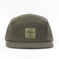 Gorras de lana cálidas al por mayor con parche de logo tejido personalizado, visera plana, ajustables, vintage, para hombre, verde oliva, para invierno y actividades al aire libre.