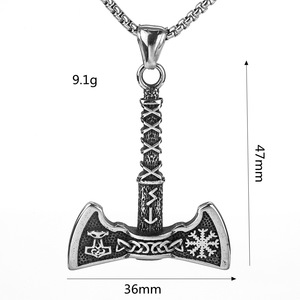 Collar con Colgante de Hacha Vikinga de Acero Inoxidable Estilo Nórdico Retro para Hombre, Diseño de Copo de Nieve de Doble Cara, Joyería de Regalo - Product Image 5