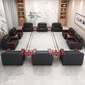 Mibo Furniture Office Sofa Set Pu Leather <b>Single</b> Seat Conference Room Reception Sofa Chinese Style Business Meeting Furniture - Product Image 2