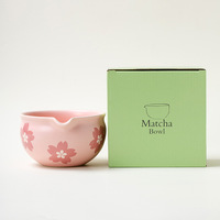 En stock, bol à matcha en céramique japonaise de haute qualité avec bec verseur, logo personnalisé, avec boîte cadeau pour la cérémonie du matcha, coffret cadeau matcha