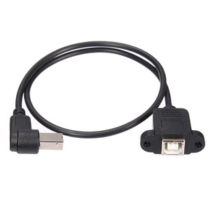 USB B Male To B Female Right Angle Extension <b>Cable</b> 5VDC PVC Shielded <b>Printer</b> Data Connector - Product Image 3