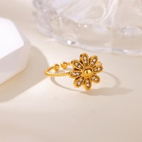 Nouvelle Bague Ouverte Grande Fleur en Acier Inoxydable, Design Original, Style Hip Hop, Bagues de Phalange, Bijoux Indiens, Vente en Gros IndiaTGJZ4694