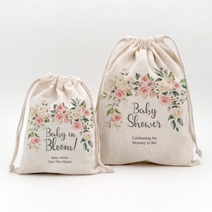 Mini Sacchetto in Lino con Coulisse Personalizzato, Regalo per Baby Shower '<span class=keywords><strong>È</strong></span> un Maschio' o '<span class=keywords><strong>È</strong></span> una Femmina', Sacchetti Floreali in Lino con Coulisse Personalizzati - Product Image 5